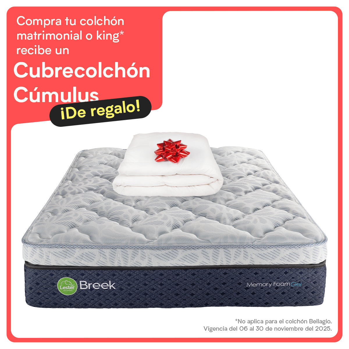 Colchón Breek + Cubre Colchón Cúmulus