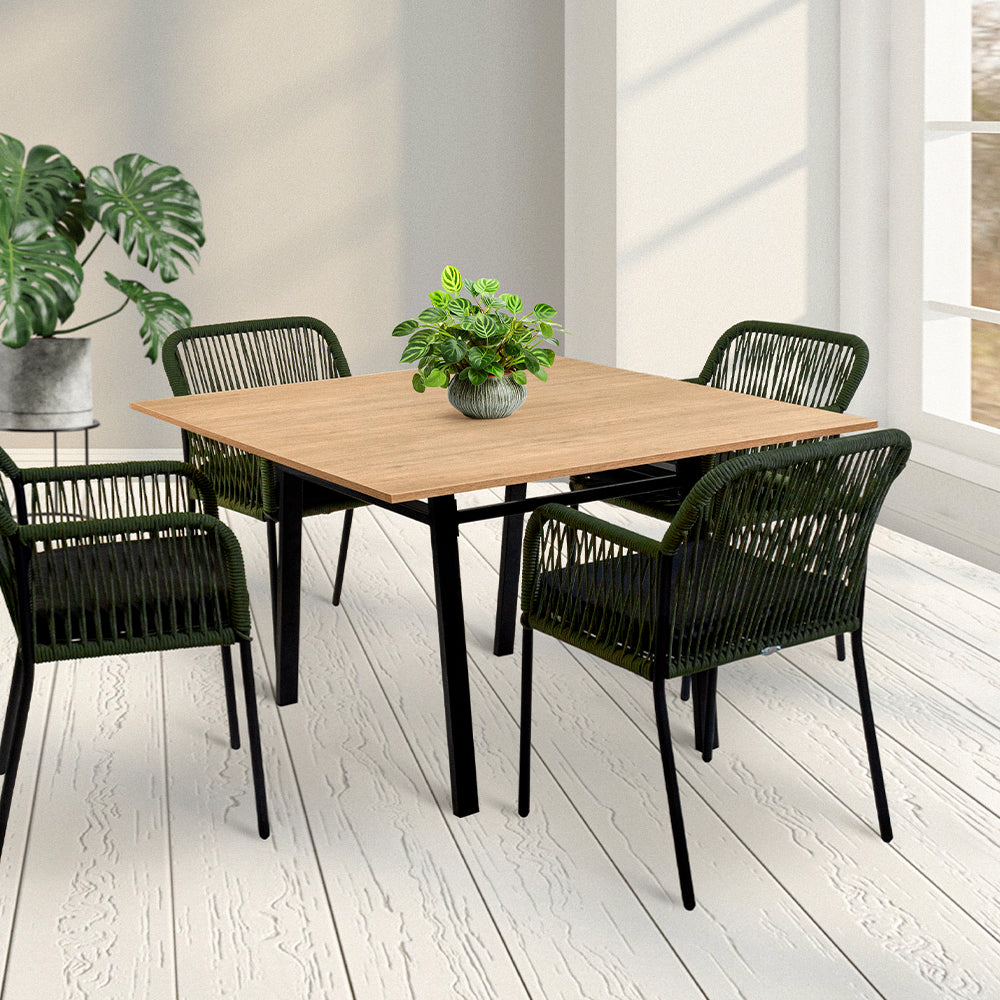 Comedor Mérida - 4 sillas verde olivo