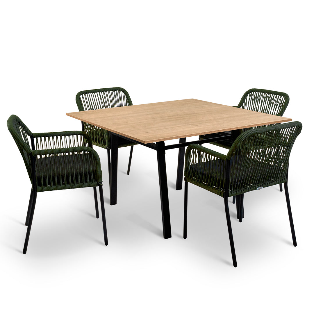 Comedor Mérida - 4 sillas verde olivo