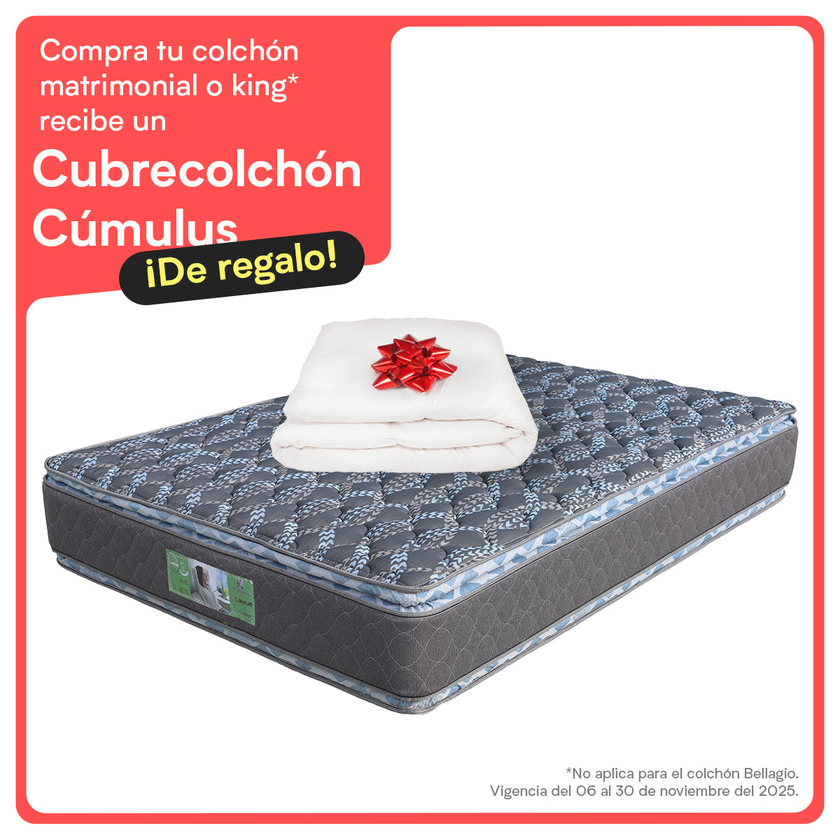 Colchón Lester Laurus + Cubre Colchón Cúmulus