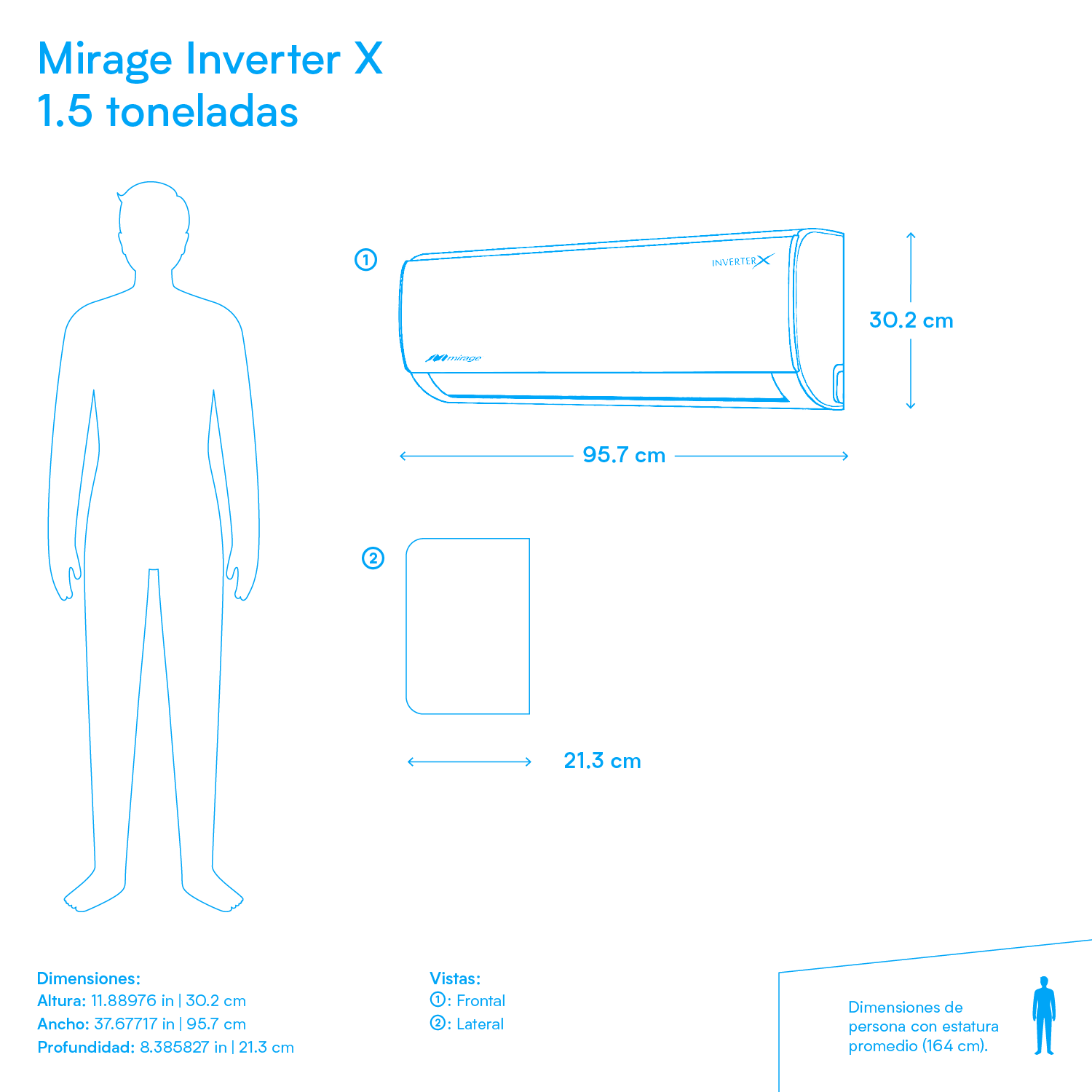 Minisplit Mirage Inverter X - 1.5 toneladas - 220v