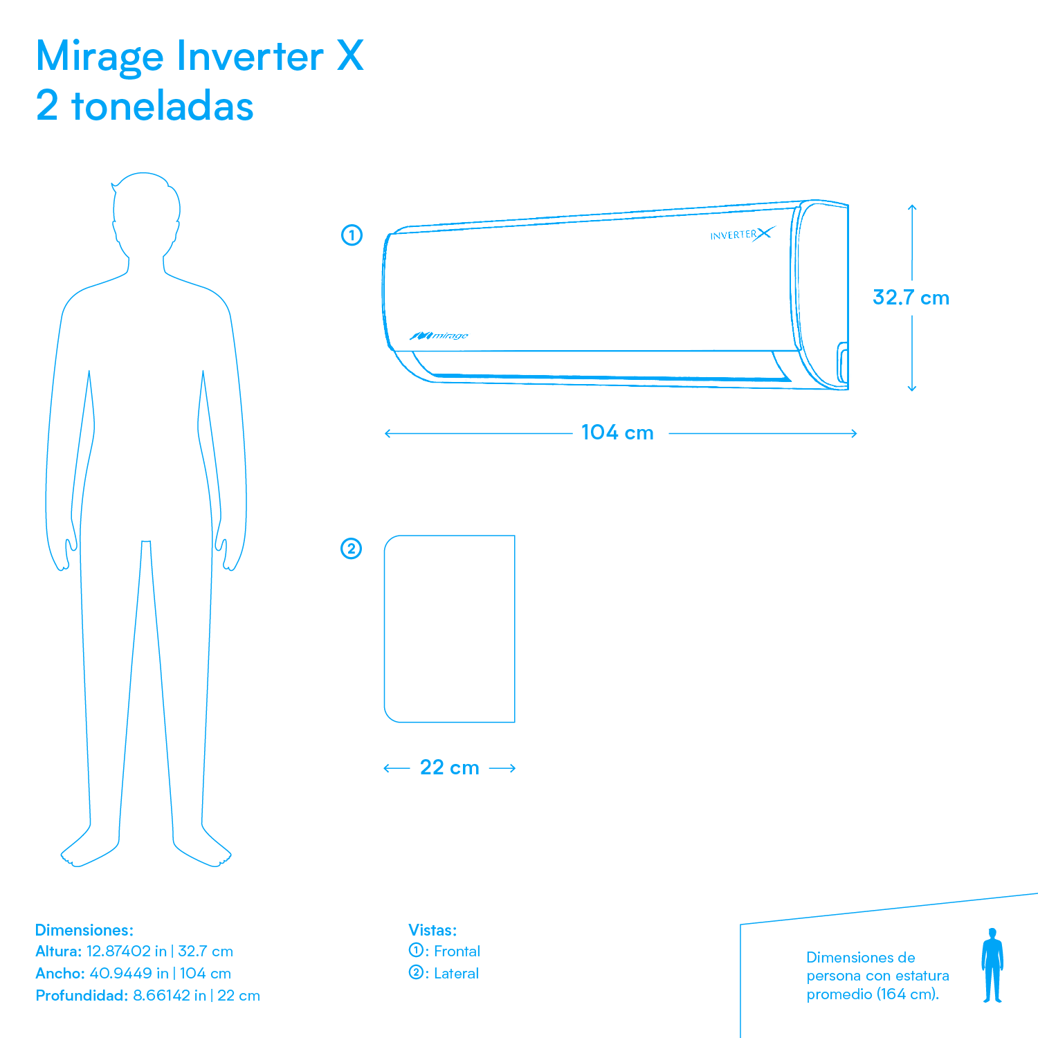 Minisplit Mirage Inverter X32 - 1 tonelada - 110v